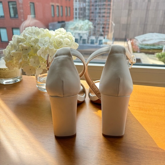 Naturalizer Joy Ankle Strap Sandal- Pearl White Satin - Picture 2 of 10